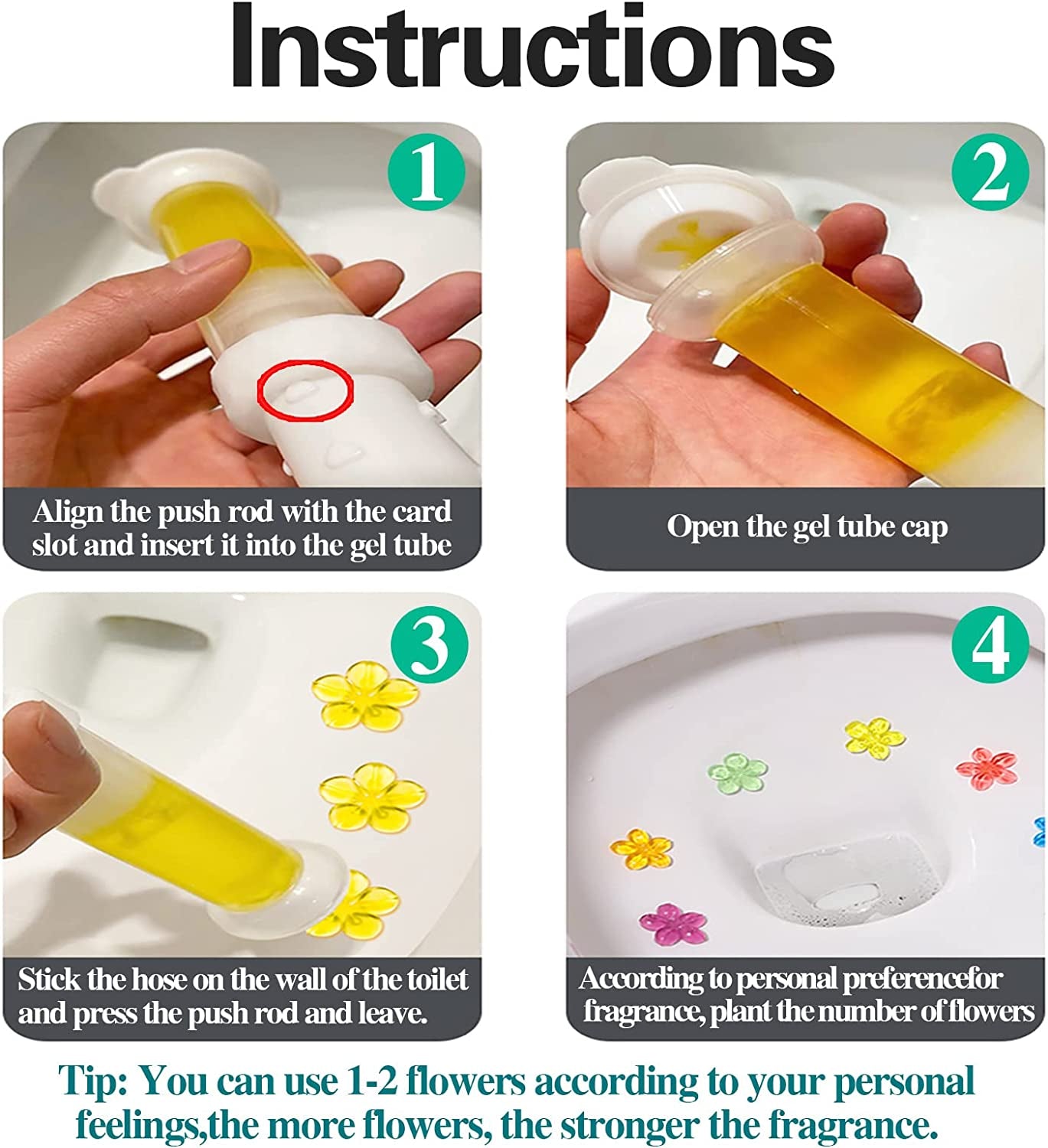 Toilet Stain Removal Cleaning Air Freshener, 72 Flower Stamps