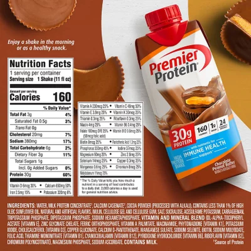 15 Pk  Chocolate Peanut Butter Premier Protein  Shake