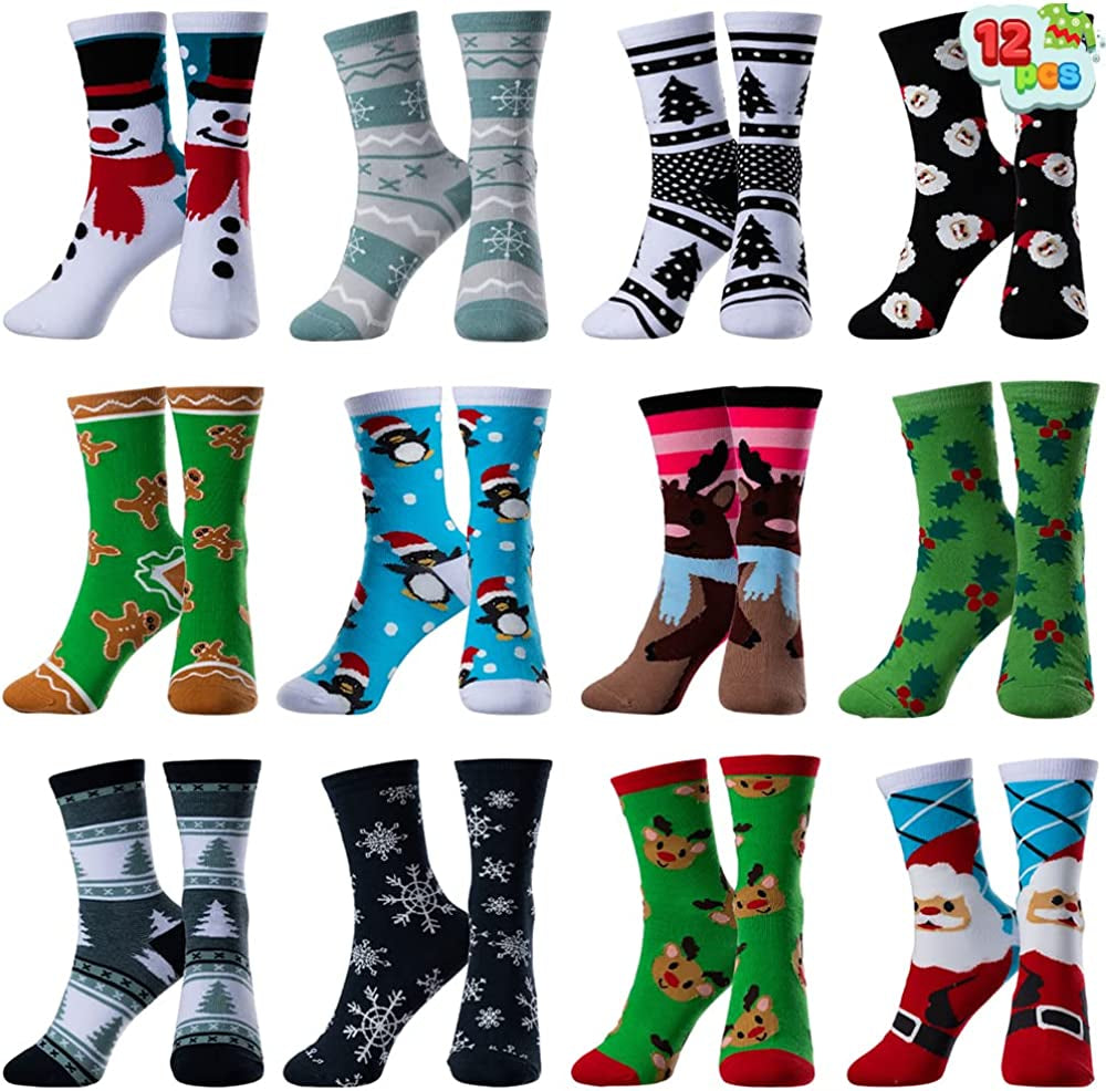 JOYIN 12 Pairs Christmas Cotton Socks, Holiday Warm Soft Socks for Winter Christmas, Holiday or Birthday Gift
