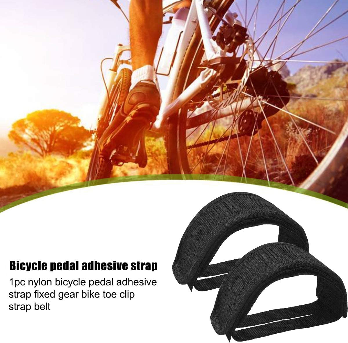 1 Pair Universal Bicycle Fixed Strap Anti-Slip Double Adhesive Pedal Toe Clip