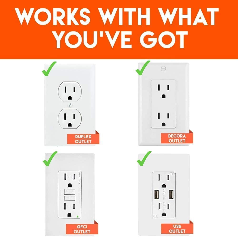 On-Wall Surge Protector with 4 Pivoting AC Outlets & 2 USB Ports – Packs 1080 Joules of Surge Protection & Installs on Existing Outlets to Protect Your Gear
