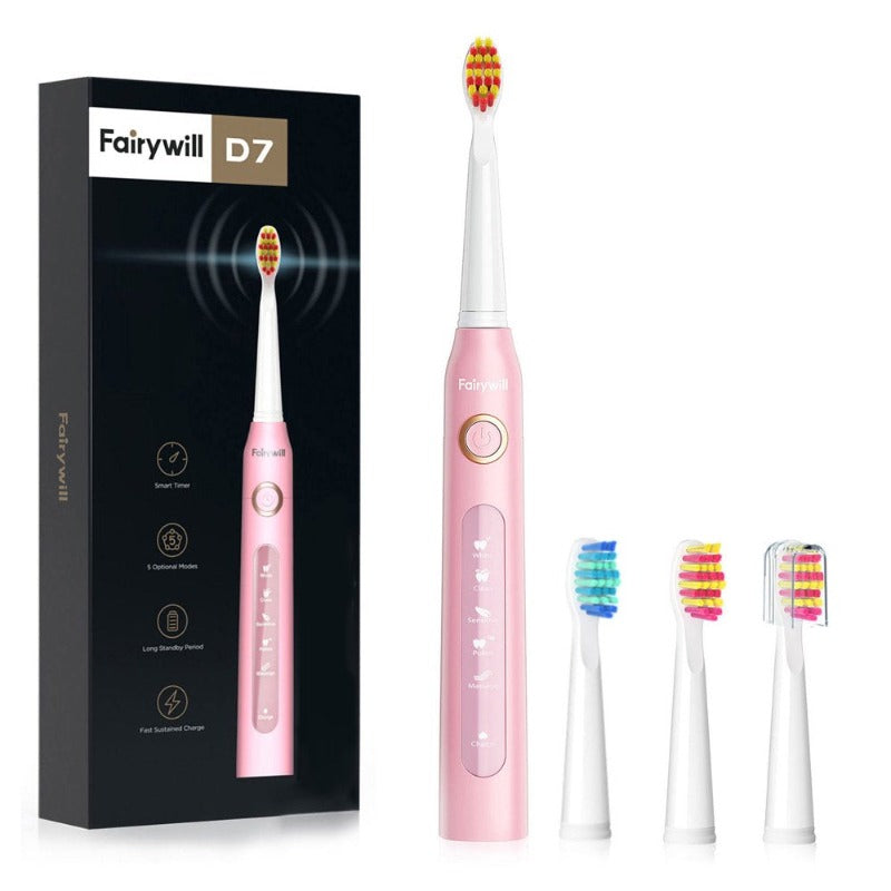 Rechargeable Power Toothbrush with 4 Brush Heads, 5 Modes and 2 Minutes Timer