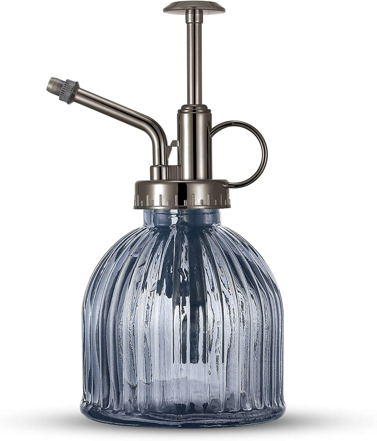 Glass Plant Mister Spray Bottle, 6.5" Tall Vintage Glass Watering Spray Bottle with Top Pump, Small Watering Can Indoor for Succulents - Clear