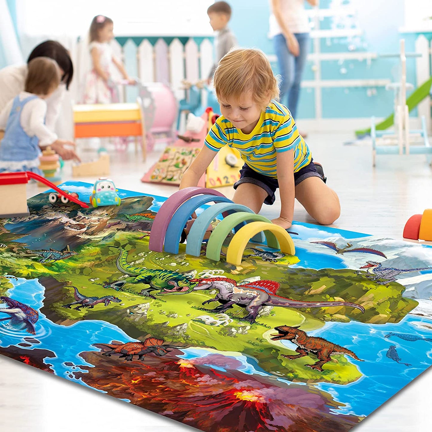 Kids Dream Mat Modern City Toy Activity Playmat, Parent-Child Interaction Game Map Rug, Ideal Children'S Educational Road Traffic City Life Pretend Play 552-C