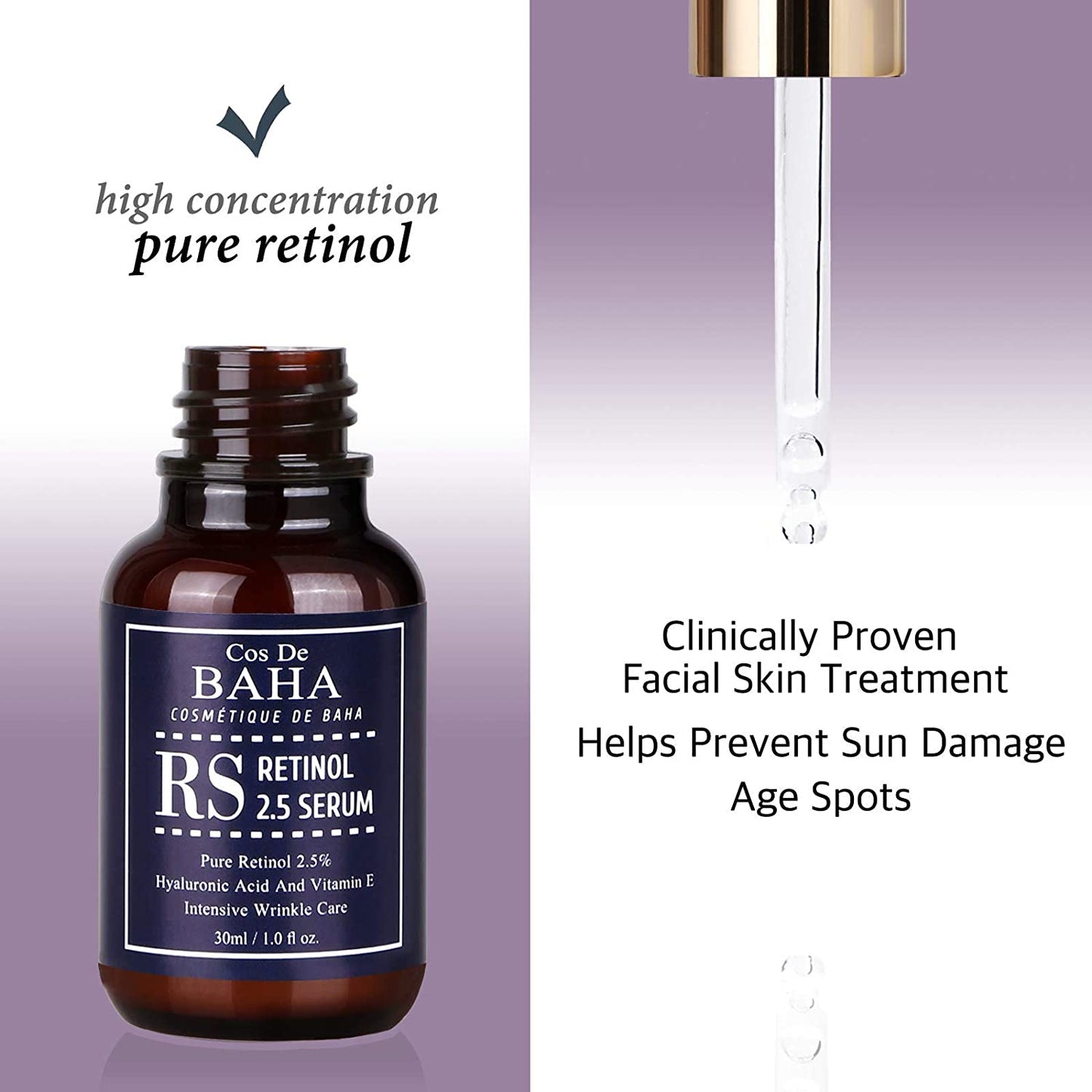 Retinol 2.5% Solution Facial Serum with Vitamin E