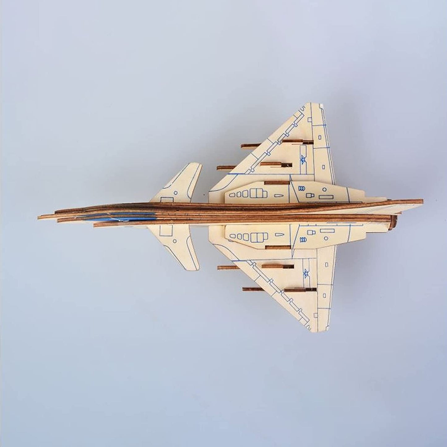 Hands Craft Airplane DIY 3D Wooden Puzzle Model Kit - Laser Cut Wooden Puzzle Craft Kit, Brain Teaser and Educational STEM DIY Building Model Toy,Fighter Jet