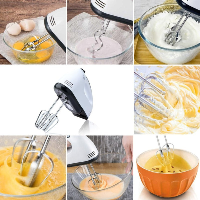 7-Speed Hand Mixer Electric with Eject Button and 6 Attachments for Whipping Cream, Dough, Cakes, Bread Maker