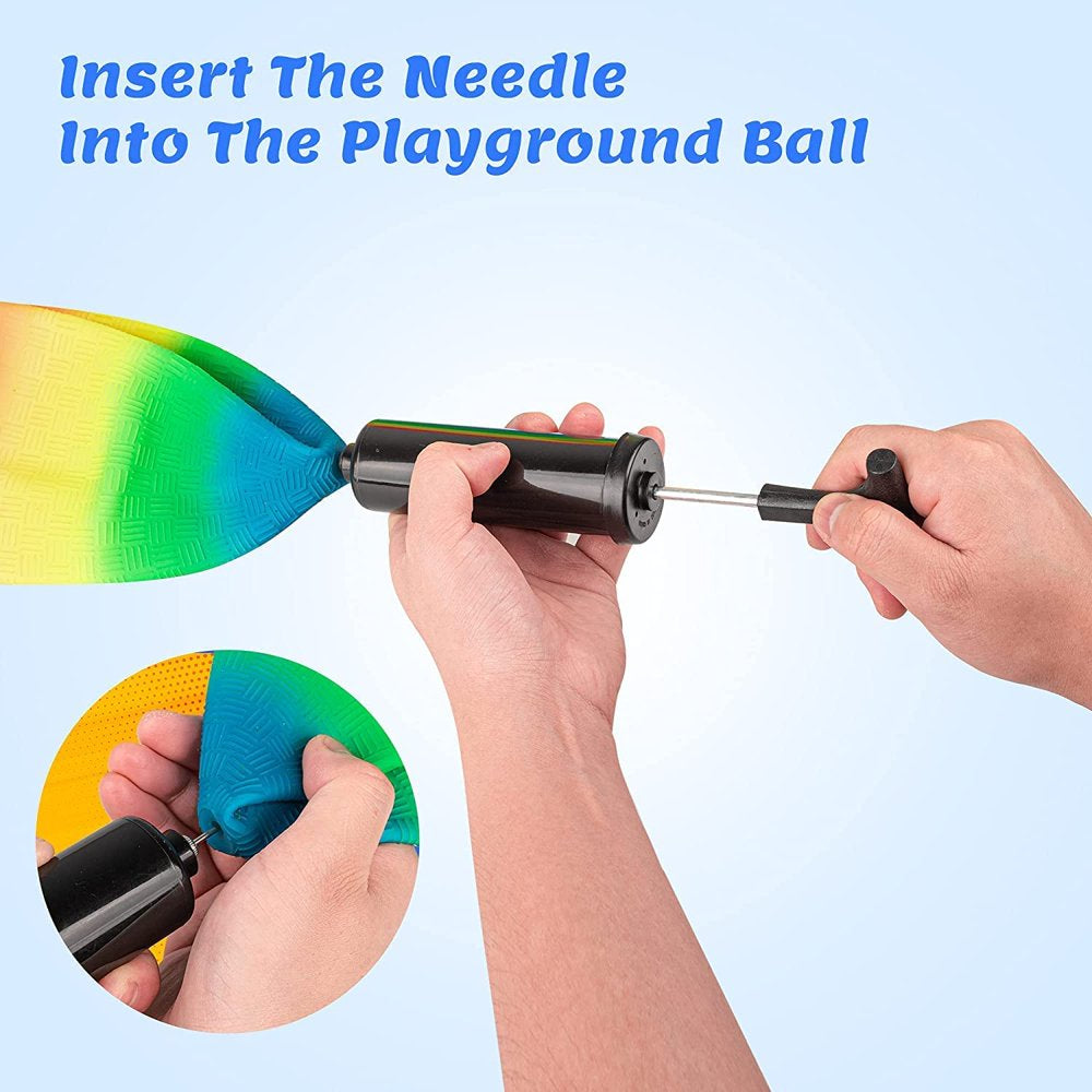Playground Balls Kickballs 8.5 Inch, Rainbow Playground Ball Set for Kids and Adults, Dodgeball Kick Balls Handball for Indoor & Outdoor Schoolyard Games with Hand Pump(4 Pack)