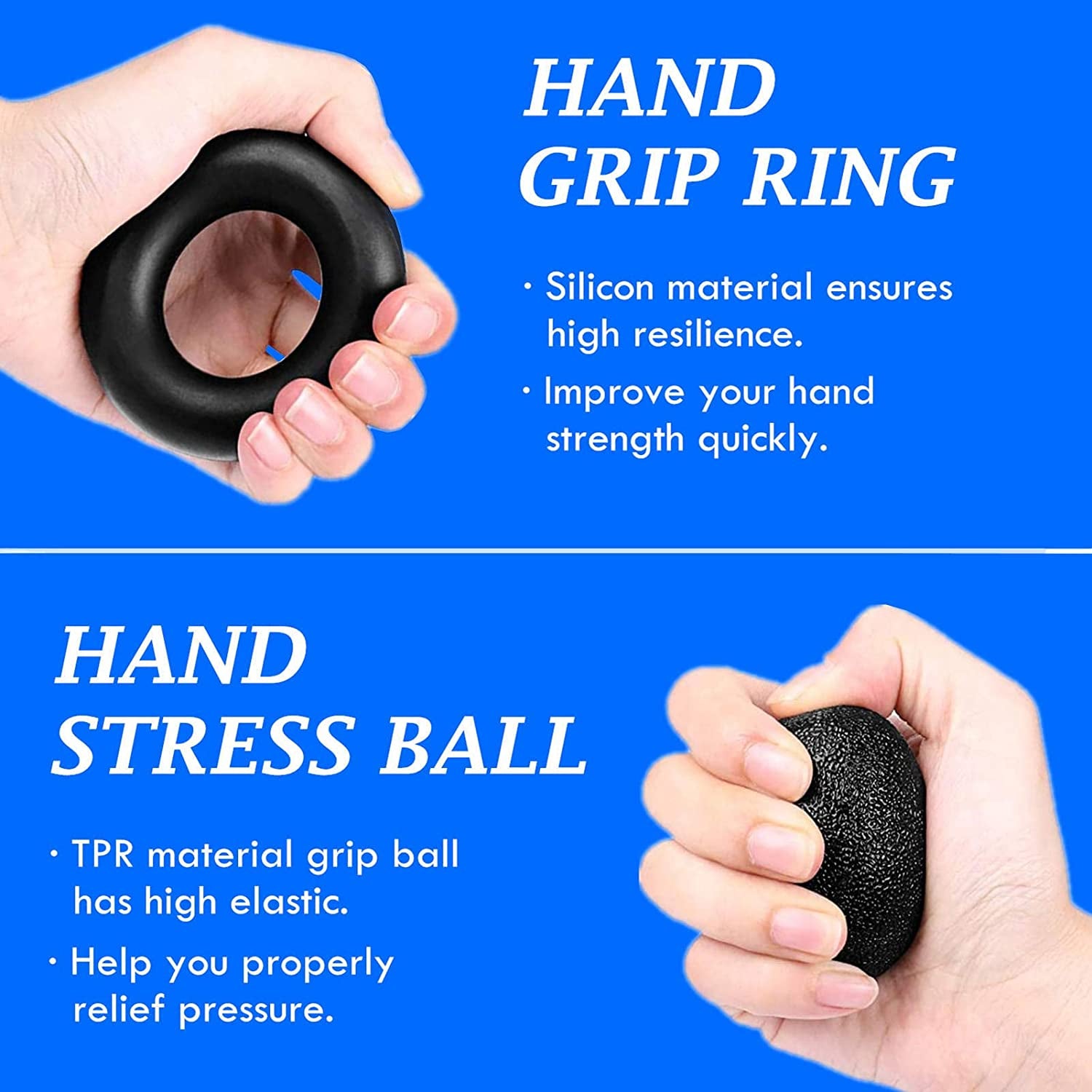 Grip Strength Trainer, Forearm Workout, Hand & Finger Exerciser - 5 Pack