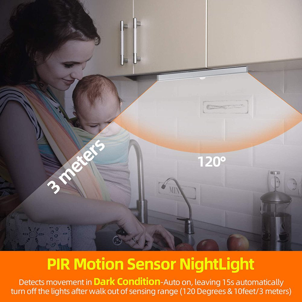 3 Pack 30 LED under Cabinet Lights, USB Rechargeable Closet Lighting Kit with Motion Sensor and Magnetic Strip for Wardrobe, Kitchen Wireless Lighting