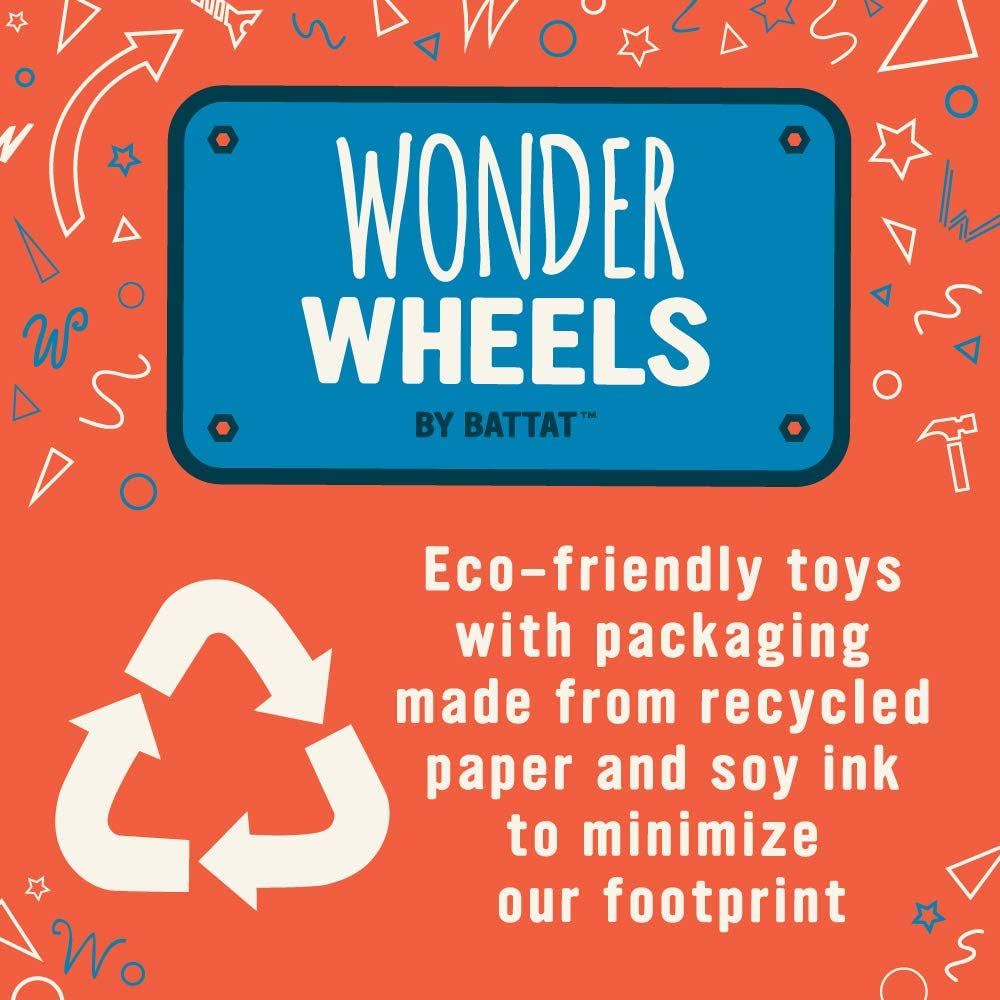 Wonder Wheels by Battat – Fire Truck, Recycling Truck, Excavator Truck – Combo of Recycling, Excavator, & Fire Truck Toys for Toddlers Age 1 & up (3 Pc) – 100% Recyclable