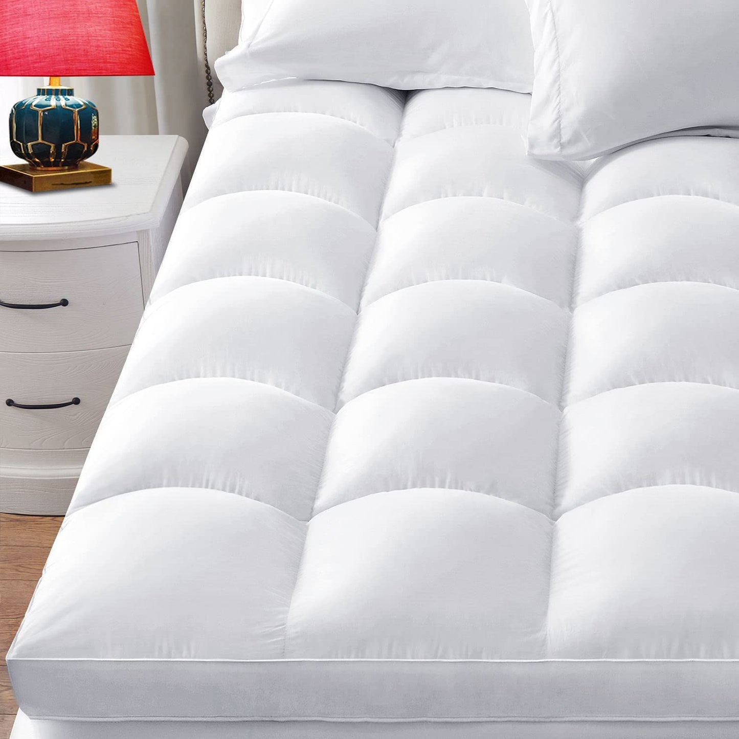 CHOKIT Luxury Soft 5D Spiral Fiber Queen Mattress Topper, Extra Thick Mattress Pad Cover for Back Pain Relief, Cooling Breathable Pillow Top Protector with 8-21" Deep Pocket, All Season Bedding
