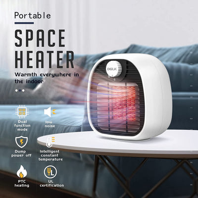2 in 1 Electric Space Heater, Small Space Heaters for Indoor Use, 1000W/650W Ceramic PTC Portable Heater , Personal Desk Heater for Office, Room, Garage