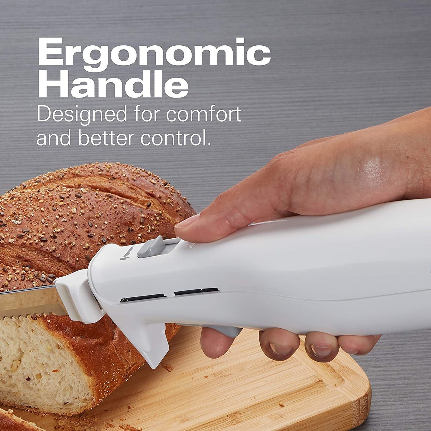 Hamilton Beach Electric Knife for Carving Meats, Poultry, Bread, Crafting Foam & More, Storage Case & Serving Fork Included, White