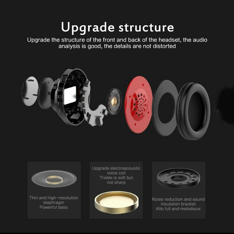 Rechargeable Wireless Headphones, Super Bass Bluetooth Foldable
