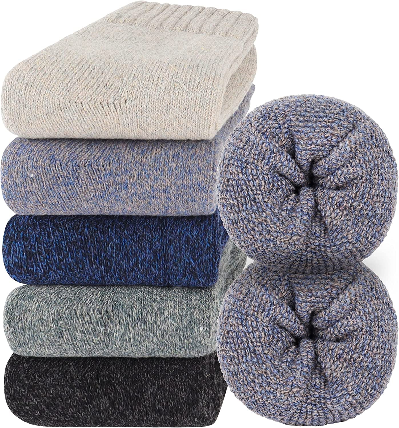 5 Pairs Wool Socks for Women Warm Winter Thermal Thick Socks Gifts for Women