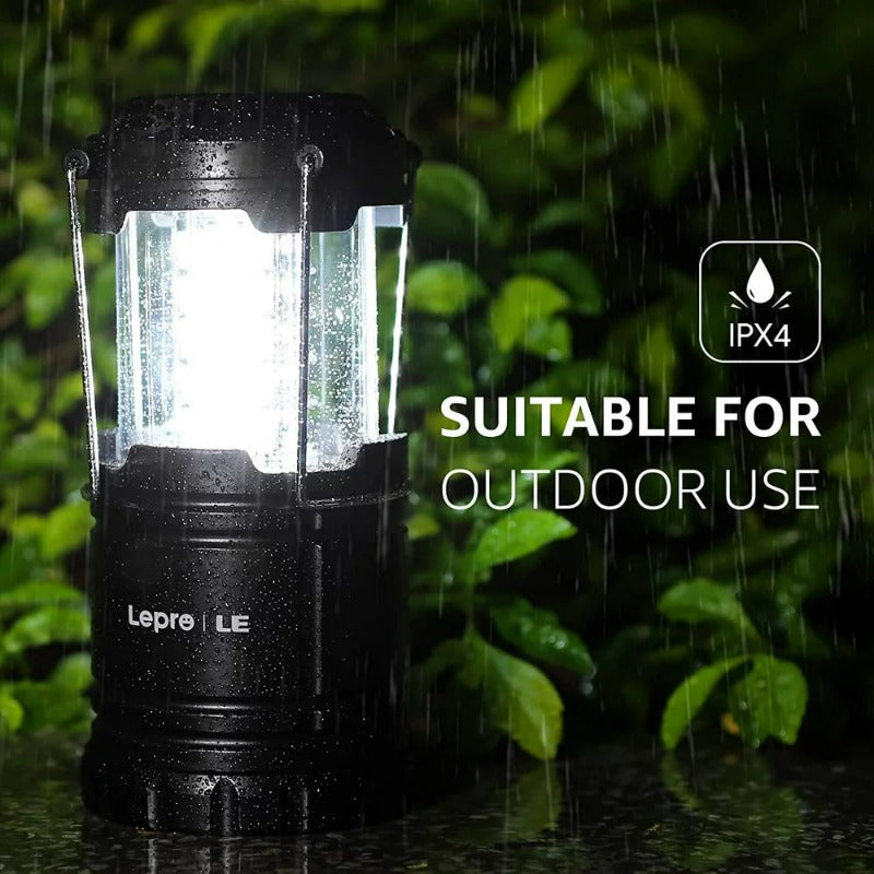 4-Pack LED Camping Lanterns Battery Powered, Collapsible, IPX4 Water Resistant, Outdoor Portable Lights for Emergency, Hurricane, Storms and Outages