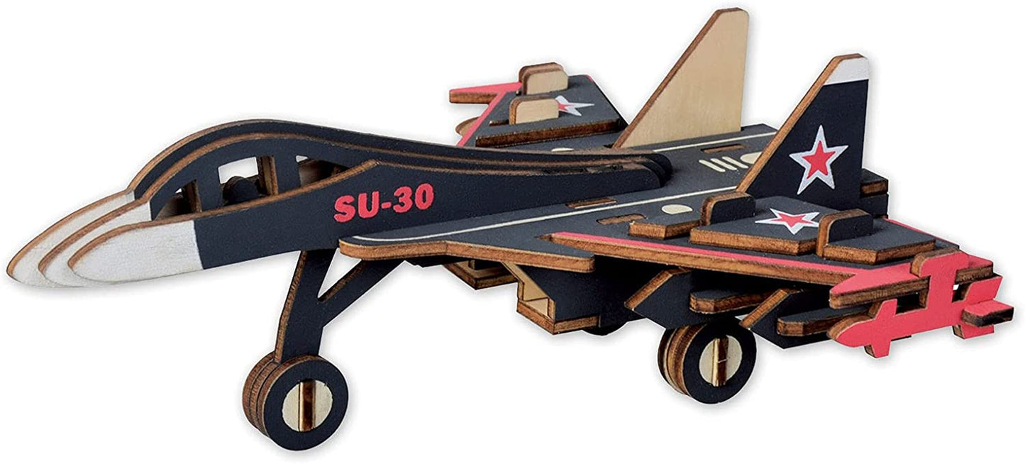 Hands Craft Airplane DIY 3D Wooden Puzzle Model Kit - Laser Cut Wooden Puzzle Craft Kit, Brain Teaser and Educational STEM DIY Building Model Toy,Fighter Jet