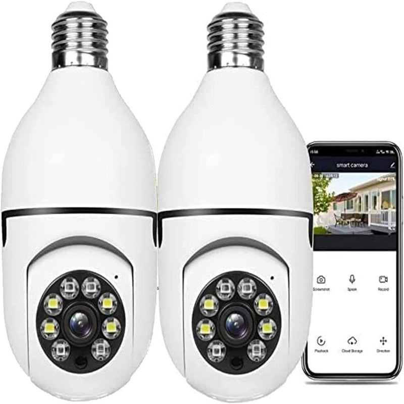 2 Pack Light Bulb Security Camera 1080P, 2.4Ghz Wifi, 360 Surveillance Camera