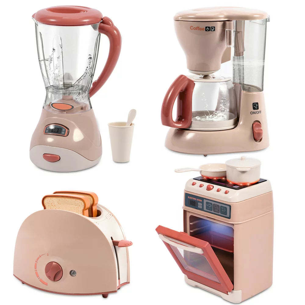 Play Kitchen Set, 3Pcs Kids Play Kitchen with Oven, Toaster and Stirrer, Toy Kitchen Appliance for Toddlers Girls Boys Gift