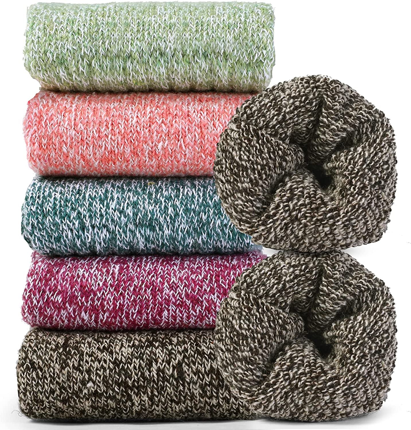 5 Pairs Wool Socks for Women Warm Winter Thermal Thick Socks Gifts for Women