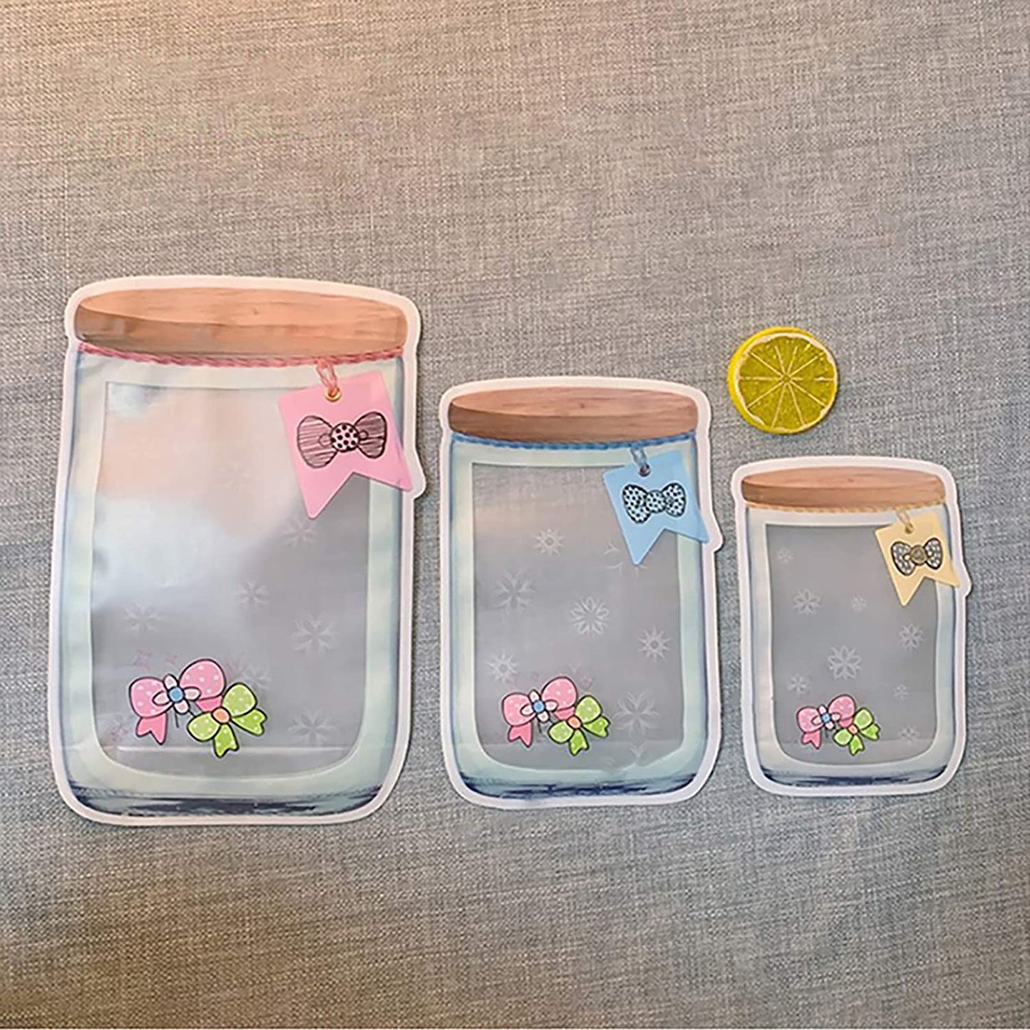 20 PCS Reusable Mason Jar Zipper Bags Mason Jar Bag Refrigerator Organizer Stand-Up Airtight Seal Saver Bags Food Storage Sandwich Bags for Kitchen Kids Snack