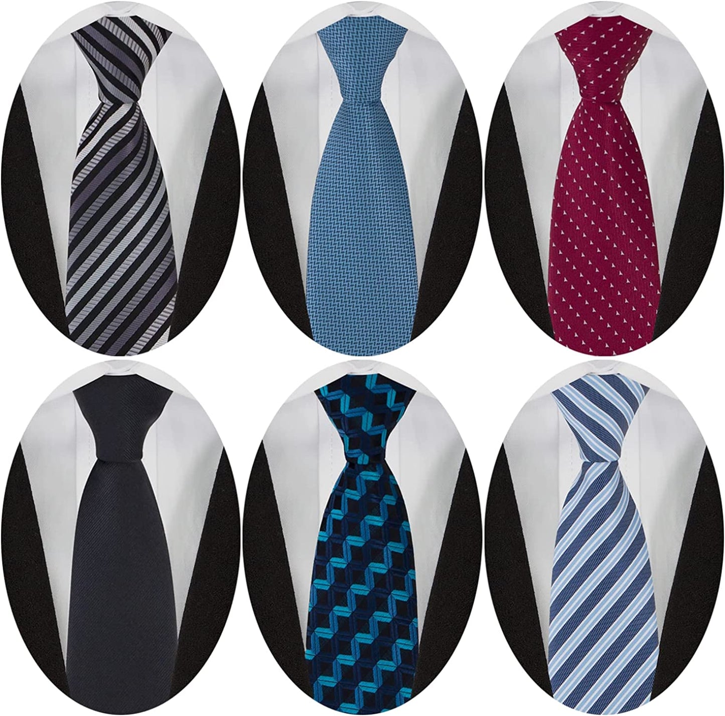 6 Pcs Men's Necktie Classic Silk Tie Woven Jacquard Neck Ties