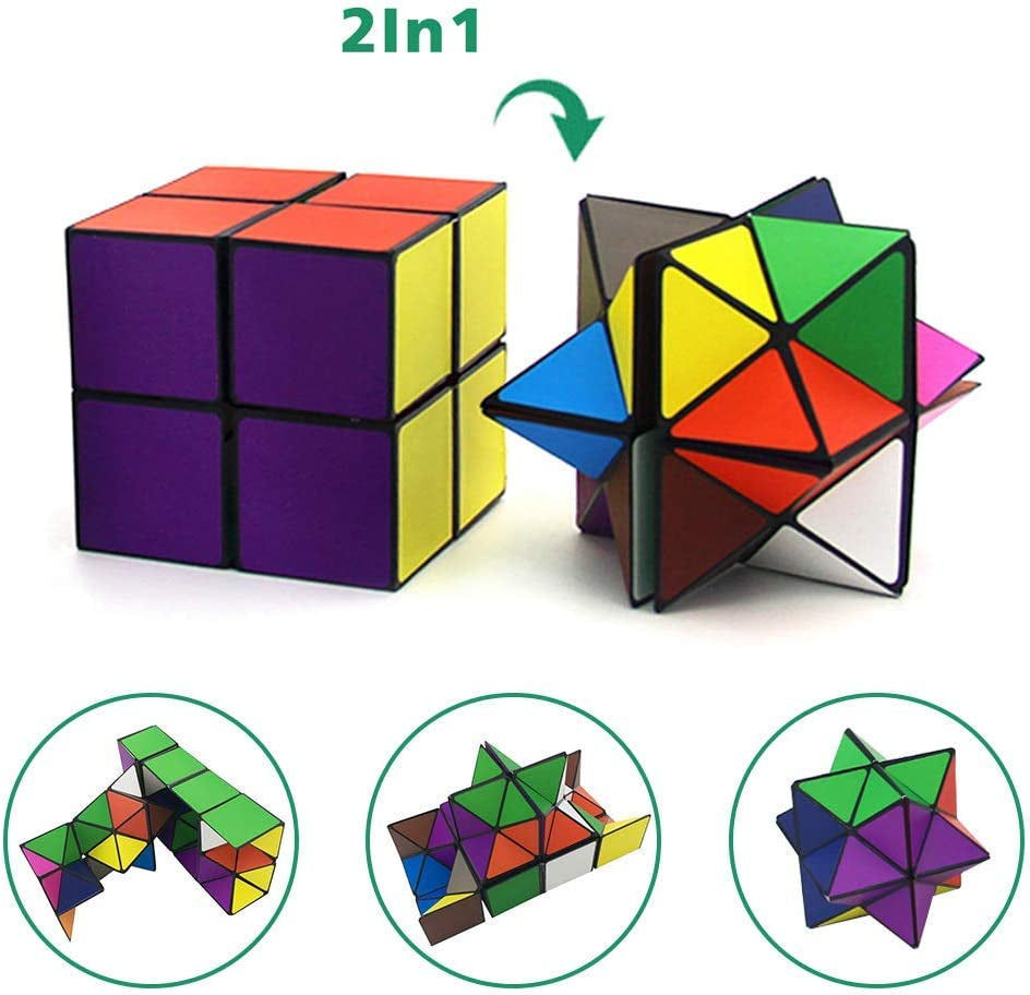 Star Cube Magic Cube 2 in 1 Set, Yoshimoto Cube Infinity Magic 3D Puzzle Cubes for Kids and Adults