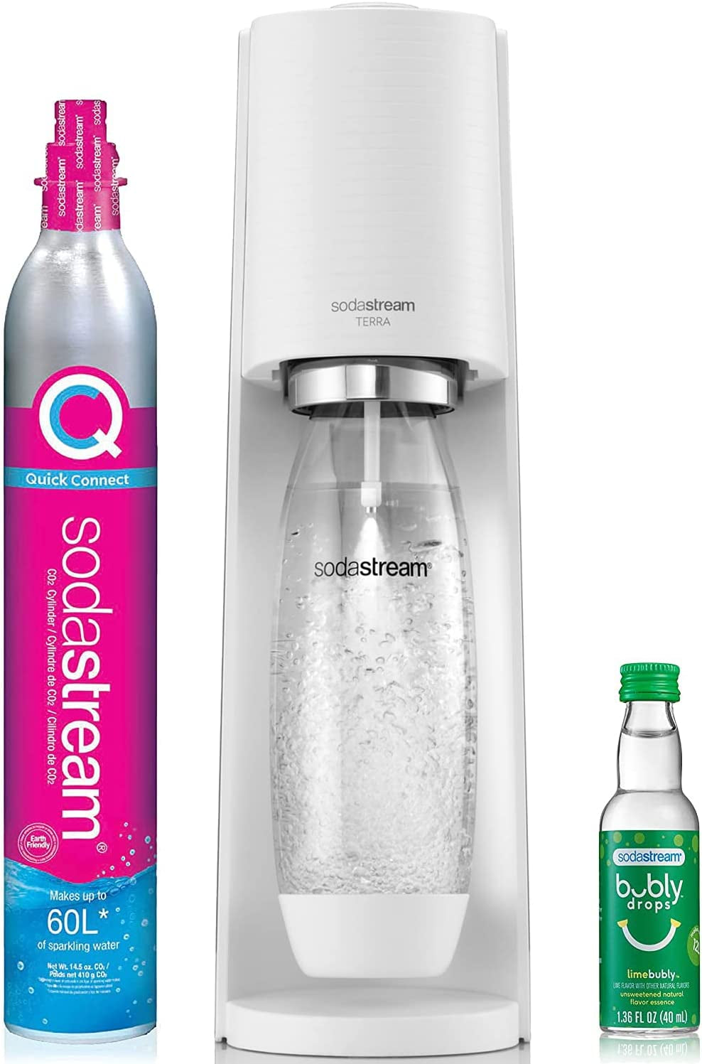 SodaStream Terra Sparkling Water Maker (Black) with CO2, DWS Bottle and Bubly Drop