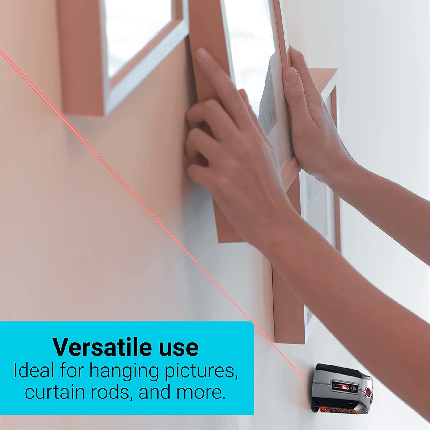 BLACK+DECKER Laser Level, Self-Leveling, 360 Degree Wall Attachment, AA Batteries Included (BDL220S), 7.25 x 7 x 2.5 inches