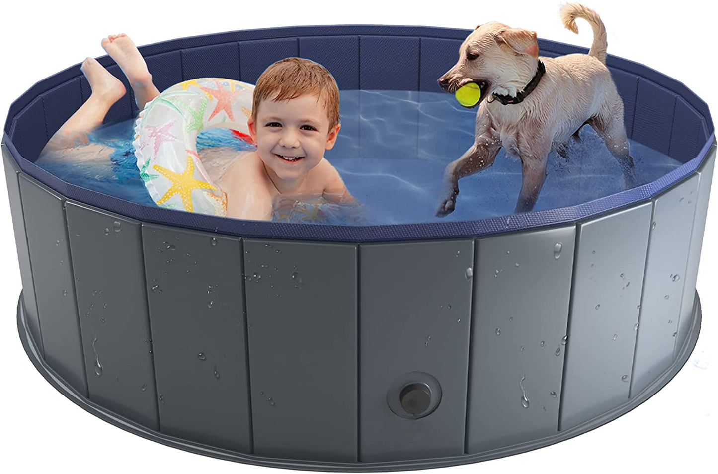 Foldable Dog Pool, Collapsible Hard Plastic Dog Swimming Pool, Portable Bath Tub for Pets Dogs and Cats, Pet Wading Pool for Indoor and Outdoor, 32 x 8 Inches