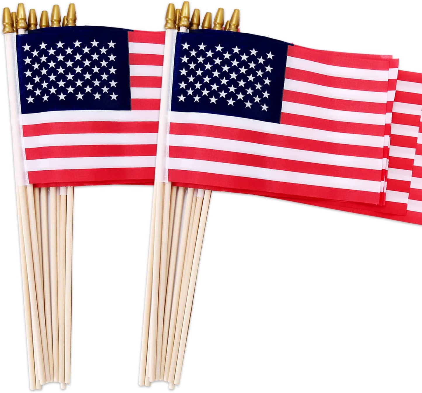 12 Pack Small American Flags on Stick, Small US Flags/Mini American Flag on Stick 4x6 Inch US American Hand Held Stick Flags with Kid-Safe Spear Top