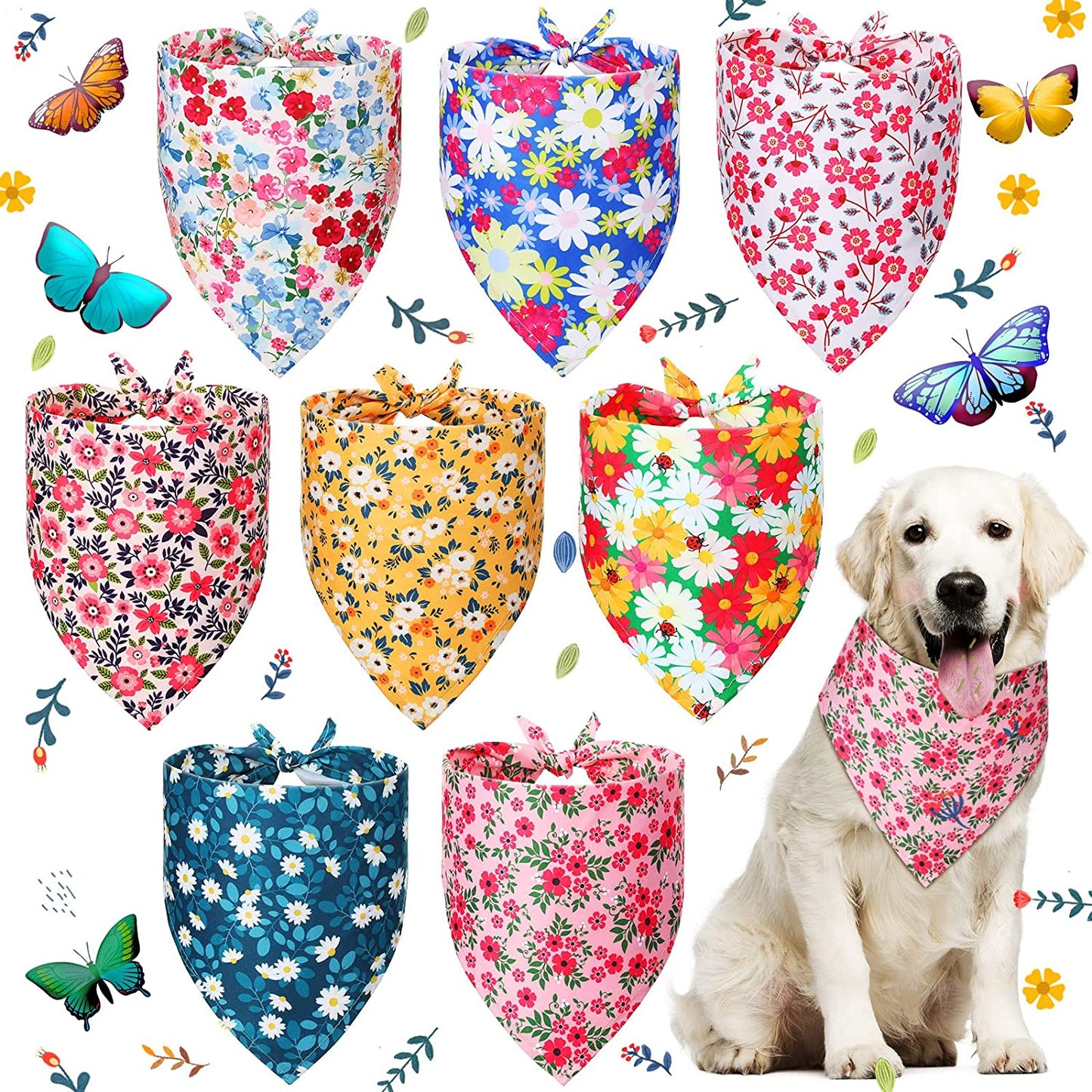 8 Pieces Summer Dog Bandanas 