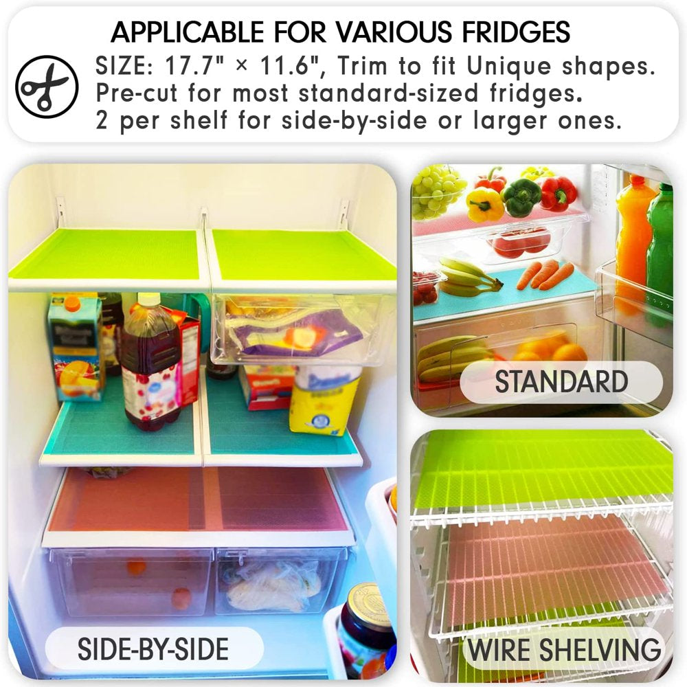 8 Pcs Refrigerator Liners, Washable Mats Covers Pads, Home Kitchen Gadgets Accessories Organization for Top Freezer Glass Shelf Wire Shelving Cupboard Cabinet Drawers