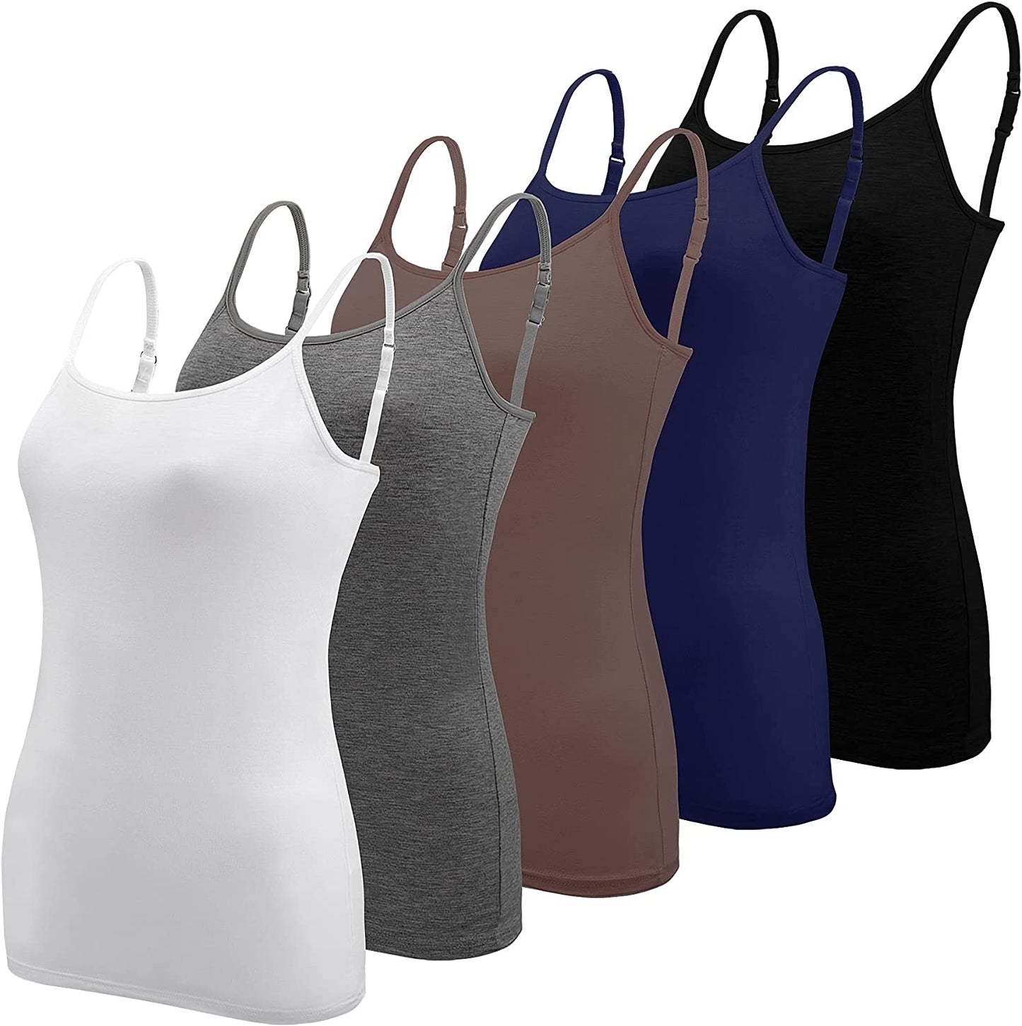 5 Pcs Women's Camisole Tank Top Undershirt Spaghetti Strap Basic Camisoles