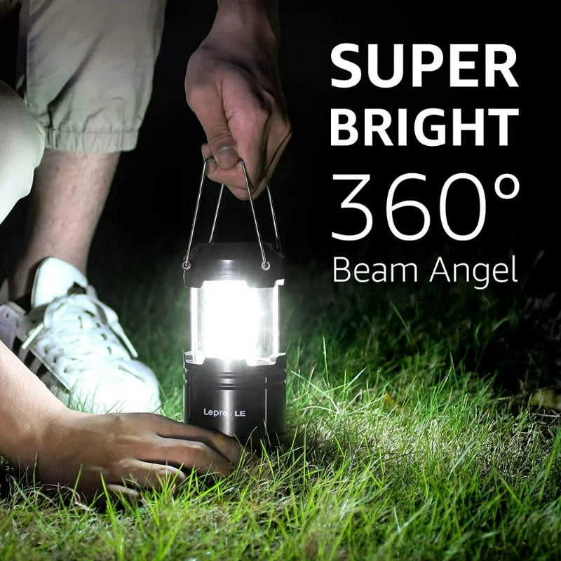 4-Pack LED Camping Lanterns Battery Powered, Collapsible, IPX4 Water Resistant, Outdoor Portable Lights for Emergency, Hurricane, Storms and Outages
