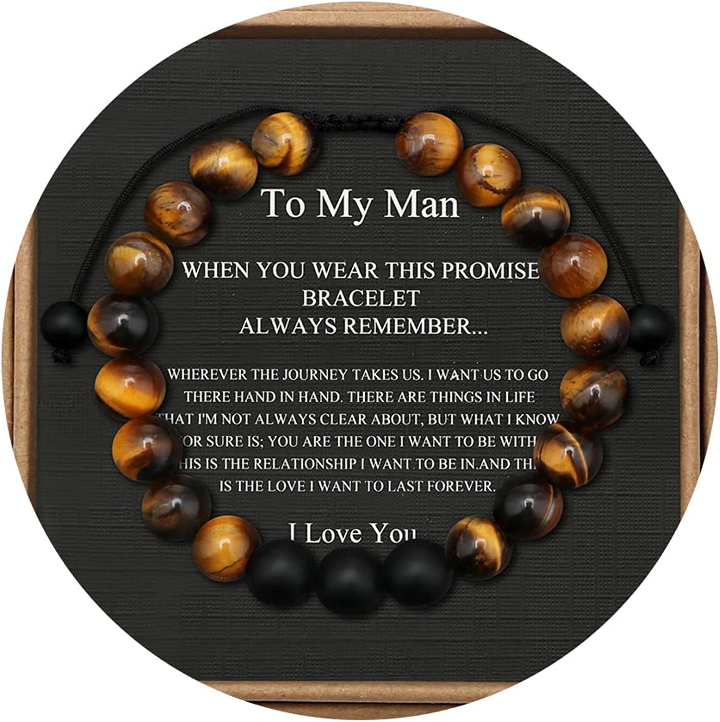 Tiger Eye Beaded Bracelets for Men To My Boyfriend Husband Son Brother Grandson Mens Bracelet Anniversary Birthday Christmas Father's day Gifts for Him