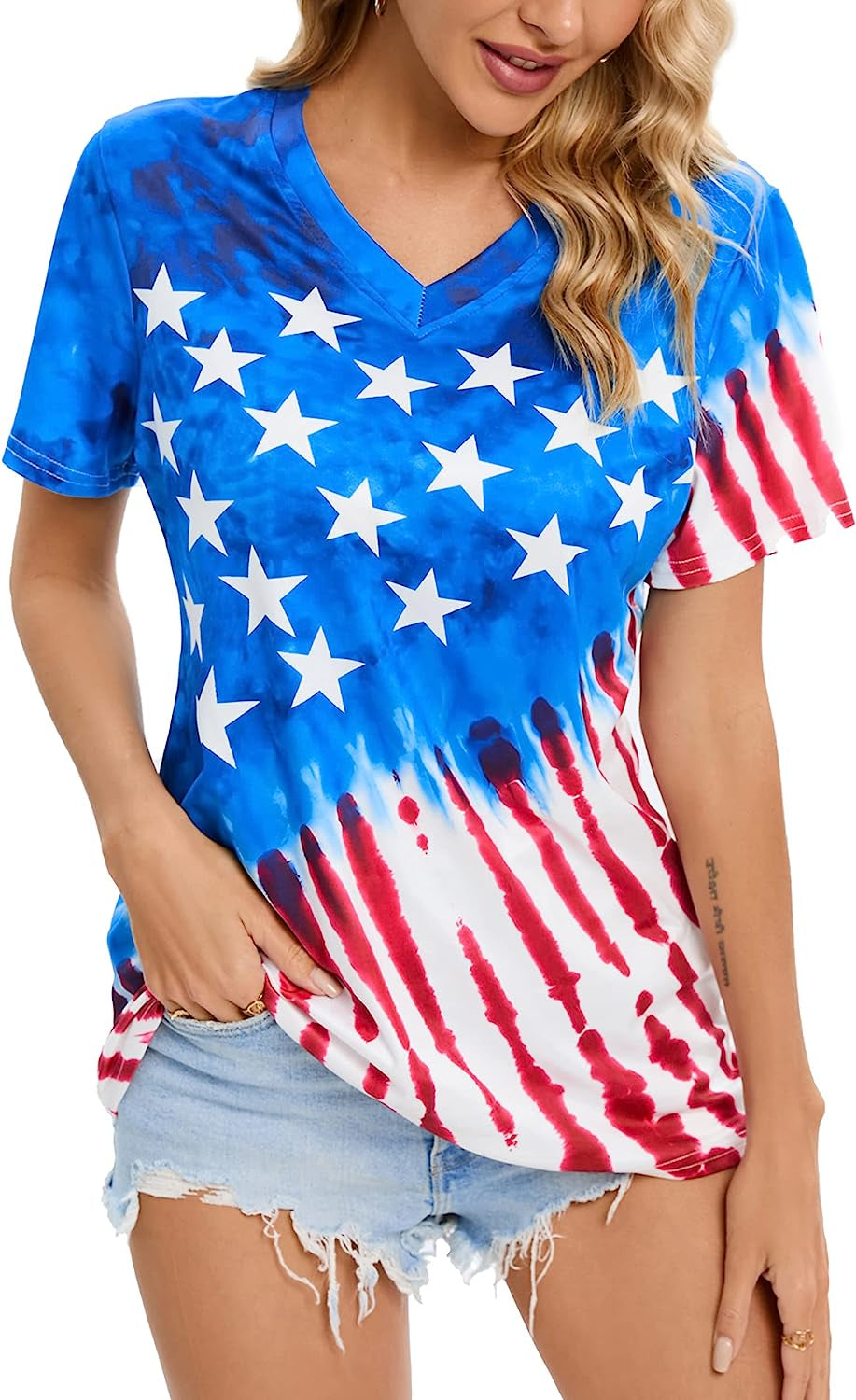 Women's Casual American Flag T Shirt 4th of July Short Sleeve Tee USA Patriotic Summer Blouse Tops…