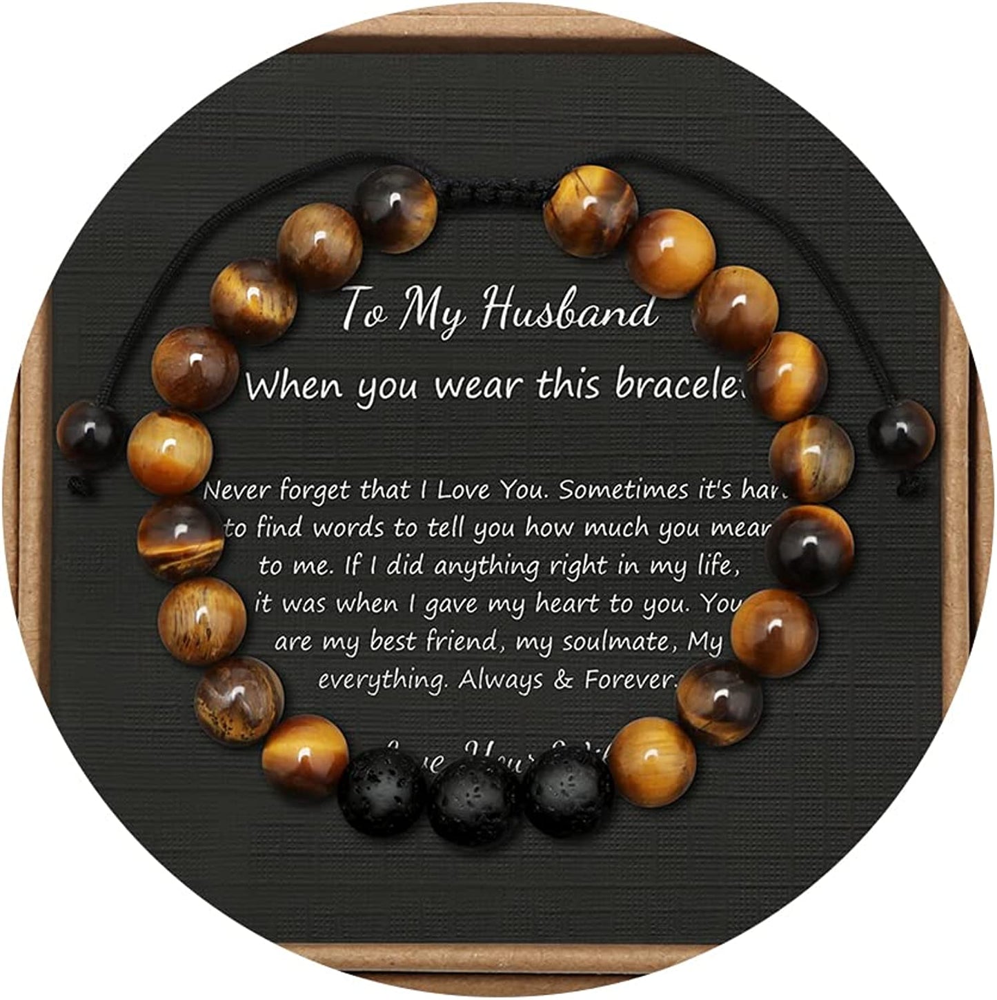 Tiger Eye Beaded Bracelets for Men To My Boyfriend Husband Son Brother Grandson Mens Bracelet Anniversary Birthday Christmas Father's day Gifts for Him