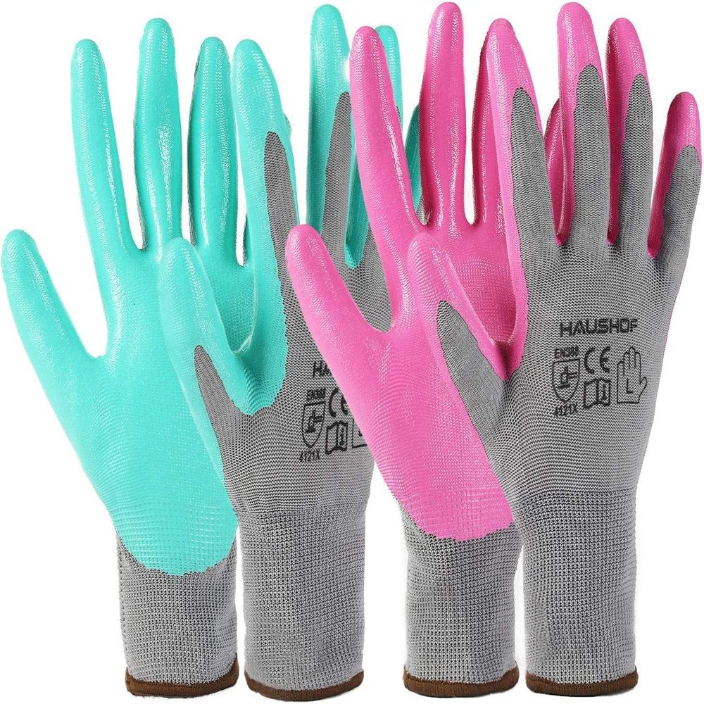 6 Pairs Garden Gloves for Women, Nitrile Coated Working Gloves, for Gardening, Restoration Work