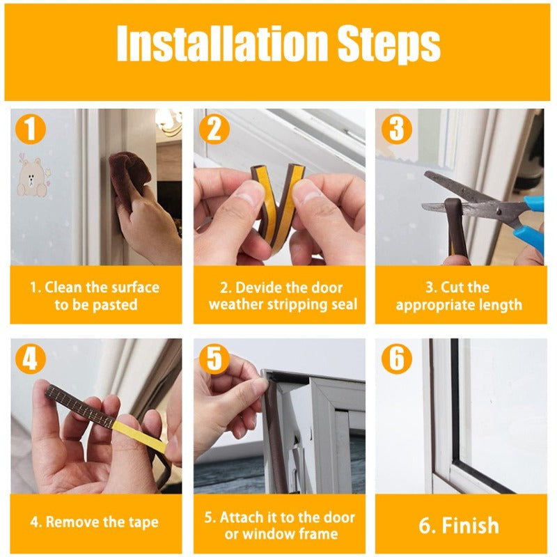 Indoor Weather Stripping, Foam Insulation Tape with Self Adhesive for Doors and Windows - 64ft