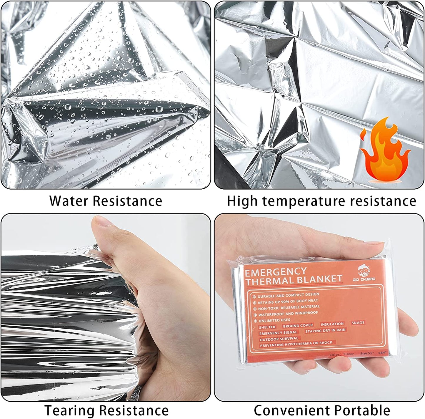 Emergency Mylar Thermal Blankets -Space Blanket Survival Kit Camping Blanket (Pack of 6). Perfect for Outdoors, Hiking, Survival, Bug Out Bag ,Marathons or First Aid