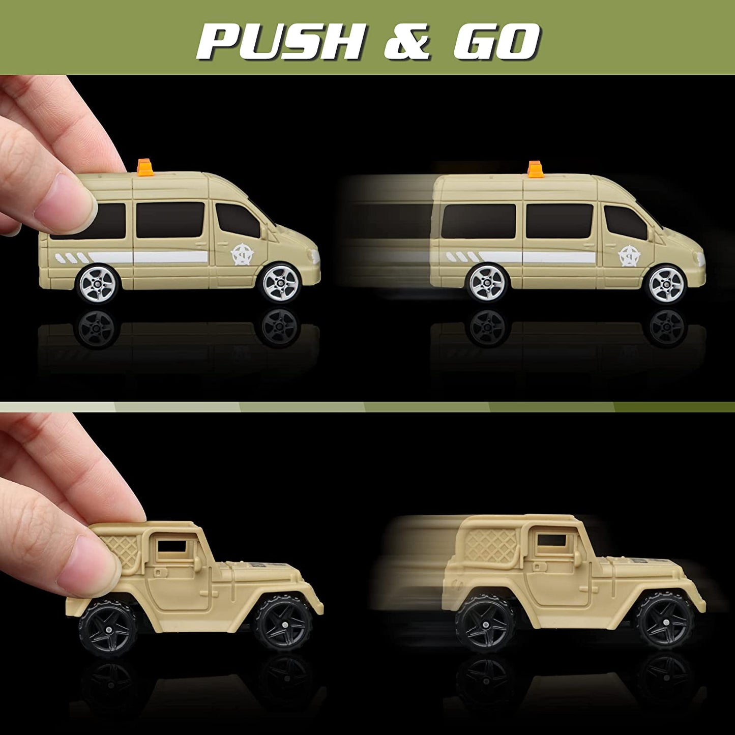 Military Tank Toy Sets, Army Toys with 7 Vehicles Trucks Helicopter, Model Car Kits Birthday Gift for Boys Girls Kids, Easy to Store