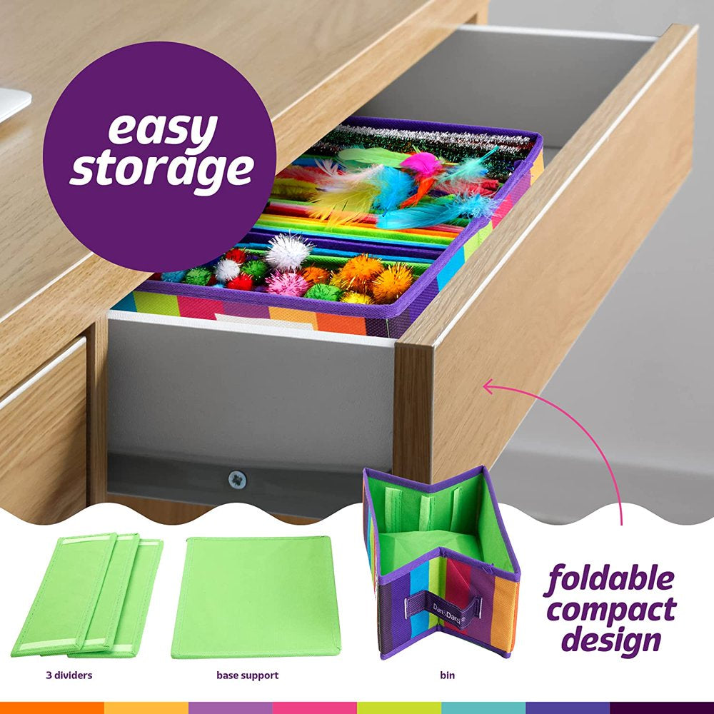 Arts & Crafts Supplies Kit with Storage Bin - Crafting Materials Box Kits for School or Gift Ages 3 to 8