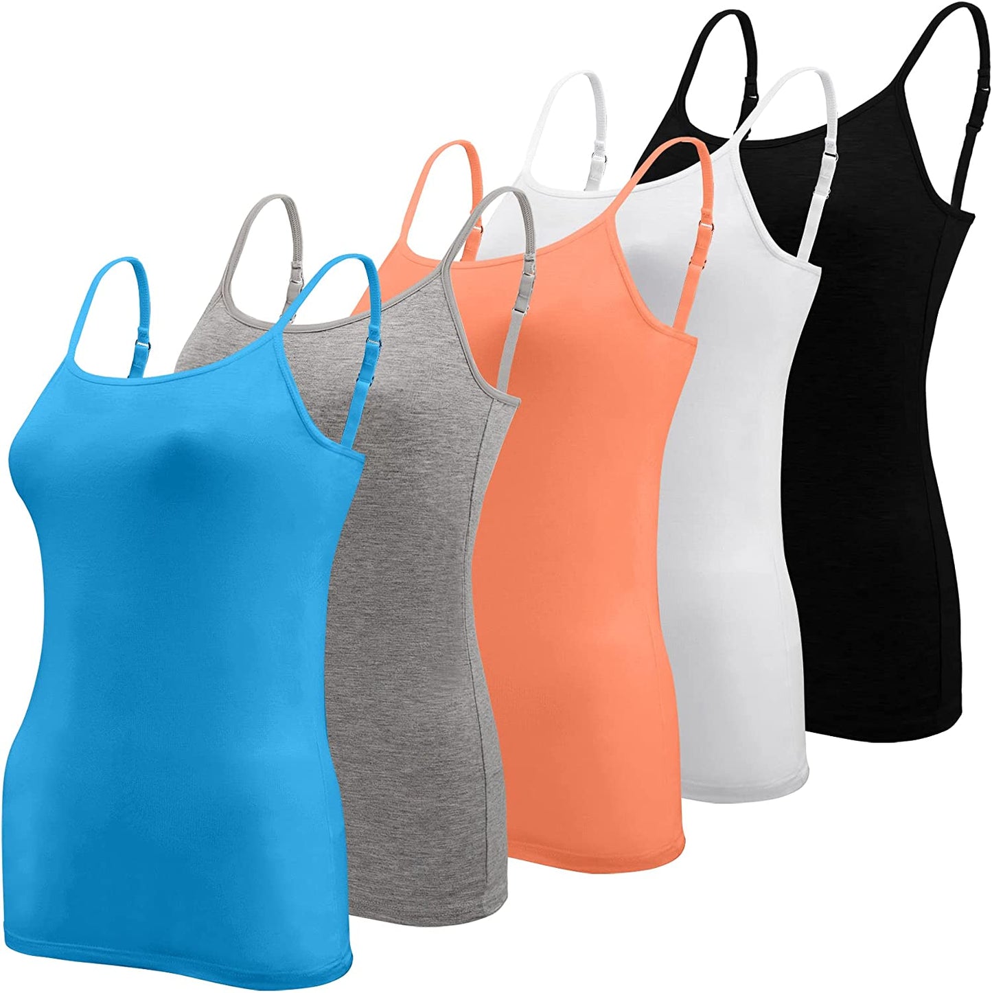 5 Pcs Women's Camisole Tank Top Undershirt Spaghetti Strap Basic Camisoles