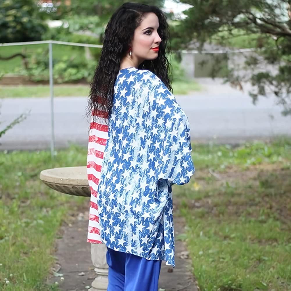 Women's American Flag Kimono Cardigan Lightweight