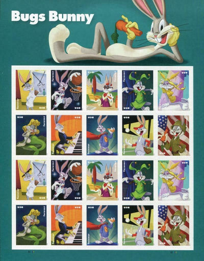 USPS 80 Years Bugs Bunny Birthday One Sheet Forever Stamps - Sheet of 20 First Class Forever Stamps
