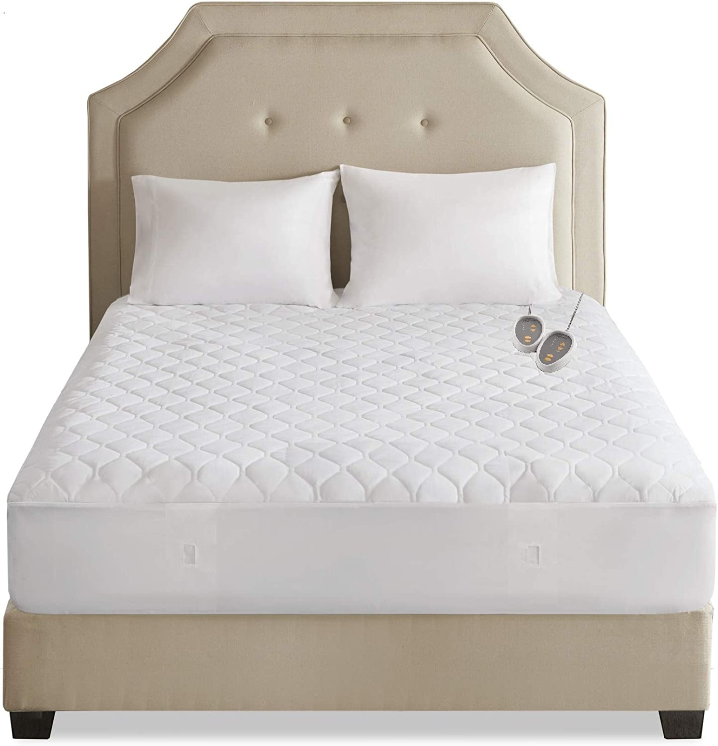 Beautyrest 3M Scotchgard Heated Mattress Pad - Electric Bed Warmer with 5 Heat Settings, 10 Hr Auto Shut off Timer, All around Elastic Deep Pocket, UL Certified, Machine Washable, White Full