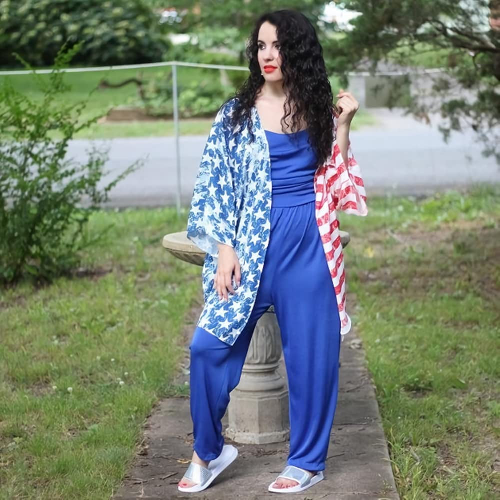 Women's American Flag Kimono Cardigan Lightweight