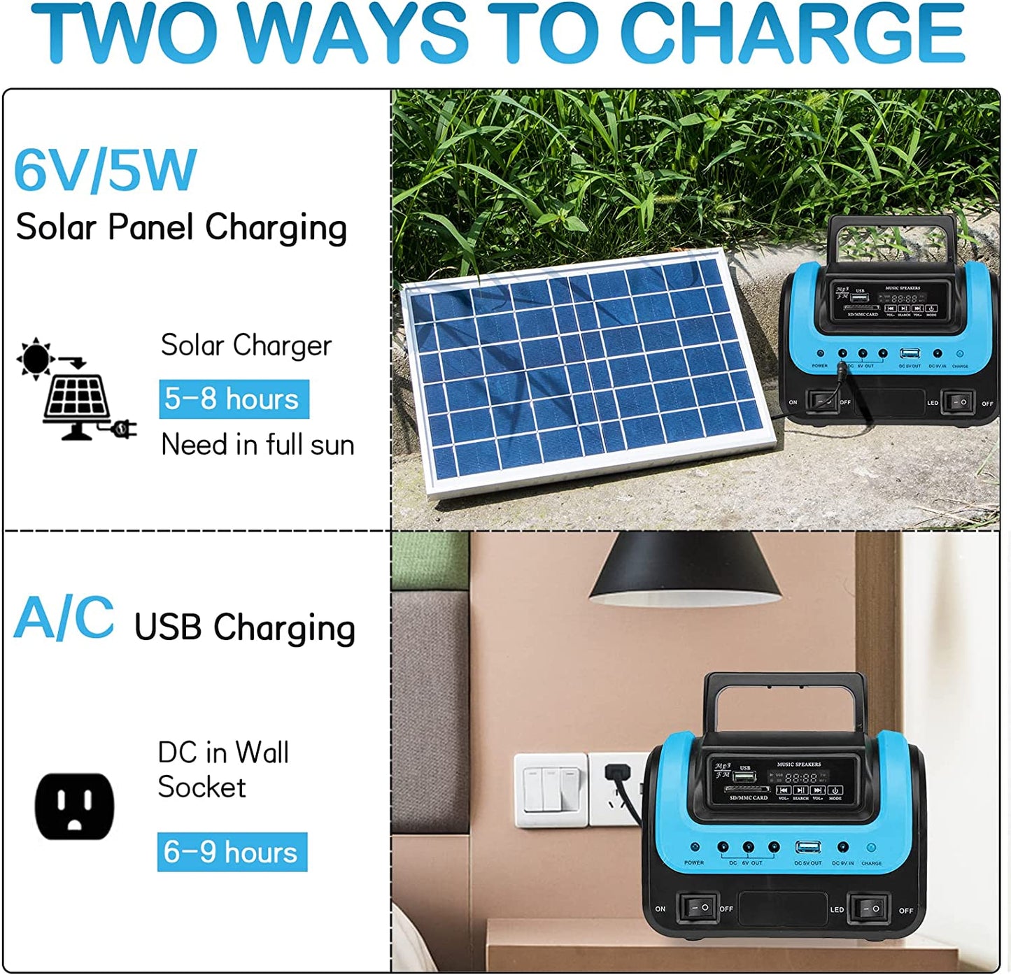Solar Generator - Portable Generator with Solar Panel,Solar Power Generators Portable Power Station with Flashlight,Emergency Generator Solar Powered for Home Use Camping Emergency